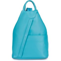 Plecak skórzany Vera Pelle T52 turkusowy. Niebieskie plecaki męskie bez wzorów. Za 219.90 zł.