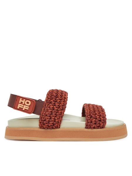 HOFF Sandały Galdana 12447003 Bordowy. Czerwone sandały damskie HOFF, bez wzorów, z materiału, bez obcasa, na płaskiej podeszwie, bez zapięcia. Za 449.99 zł.