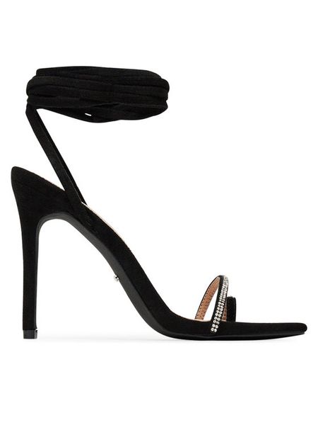 DeeZee Sandały FA3641-8 Czarny. Czarne sandały damskie DeeZee, bez wzorów, z materiału, bez obcasa, na szpilce, bez zapięcia. Za 199.99 zł.