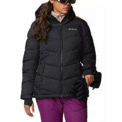 Damska kurtka narciarska Columbia Abbott Peak Insulated. Czarne kurtki sportowe damskie Columbia, na zimę, xl, bez wzorów, bez ramiączek, bez kaptura, narciarskie. Za 999.00 zł.