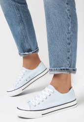 Jasnoniebieskie Trampki Jazlyn. Niebieskie trampki i tenisówki damskie Born2be, z aplikacjami, z kauczuku, przed kostkę, bez zapięcia. Za 54.99 zł.