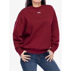 Bluza damska Under Armour UA Rival Fleece Oversized Crew. Czerwone bluzy damskie Under Armour, s, bez wzorów, casualowe, bez ramiączek, bez kaptura. Za 176.99 zł.