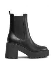 Guess Botki Lucah2 FL8L2H LEA10 Czarny. Czarne botki damskie Guess, z aplikacjami, ze skóry, bez obcasa, na słupku, bez zapięcia. Za 669.99 zł.