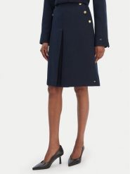 Tommy Hilfiger Spódnica trapezowa WW0WW49474 Granatowy Regular Fit. Niebieskie spódnice damskie Tommy Hilfiger, bez wzorów, z syntetyku, trapezowe. Za 659.99 zł.
