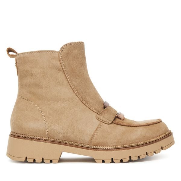 Botki Tamaris. Brązowe botki damskie Tamaris, bez wzorów, bez obcasa, na płaskiej podeszwie, bez zapięcia. Za 339.99 zł.