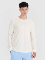 4F Longsleeve oversize gładki męski - biały XXL. Białe koszulki sportowe męskie 4F, m, bez wzorów, z bawełny, bez ramiączek, do koszykówki. W wyprzedaży za 49.99 zł.