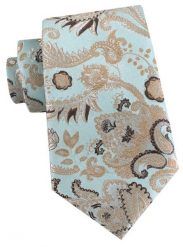 Męski Krawat - Pudrowy Błękit, Beżowy Wzór - Alties. Niebieskie krawaty i muchy Alties, bez wzorów, z tkaniny, eleganckie. Za 55.00 zł.