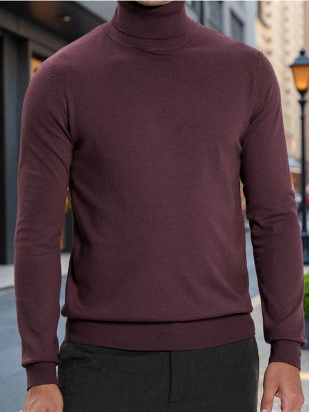 Klasyczny golf - bordowy. Czerwone swetry męskie Sinsay, l, bez wzorów, klasyczne, bez kołnierzyka, bez ramiączek. W wyprzedaży za 39.99 zł.