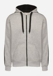 Jasnoszara Rozpinana Bluza z Kapturem i Bawełną Ozdobione Paskami Evildali. Szare bluzy sportowe męskie Born2be, m, z aplikacjami, z bawełny, z kapturem. Za 59.99 zł.