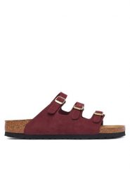 Birkenstock Klapki Florida 1033172 Bordowy. Czerwone klapki damskie Birkenstock, bez wzorów, z nubiku, bez obcasa, bez zapięcia. Za 584.99 zł.