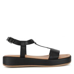 Sandały Lasocki. Czarne sandały damskie Lasocki, bez wzorów, bez obcasa, na płaskiej podeszwie, bez zapięcia. Za 95.99 zł.