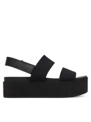 Calvin Klein Jeans Sandały Flatform Sandal Sling In YW0YW01788 Czarny. Czarne sandały damskie Calvin Klein Jeans, bez wzorów, z jeansu, bez obcasa, na koturnie, bez zapięcia. Za 239.99 zł.