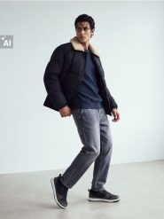 Kurtka puffer z kożuchowym kołnierzem - czarny. Czarne kurtki męskie Sinsay, l, bez wzorów, bez kaptura. Za 139.99 zł.