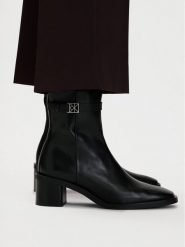 Calvin Klein Botki Block Heel Ank Boot Lth Hdw HW0HW03171 Czarny. Czarne botki damskie Calvin Klein, bez wzorów, ze skóry, bez obcasa, na słupku, bez zapięcia. Za 768.99 zł.