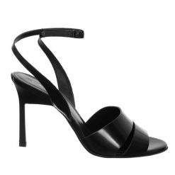 CALVIN KLEIN Czarne sandały ZLN 0881, skóra naturalna, klamra. Czarne sandały damskie Calvin Klein, bez wzorów, z materiału, bez obcasa, bez zapięcia. Za 489.99 zł.