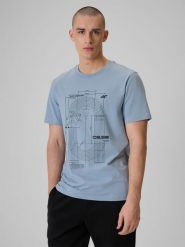 4F T-shirt regular z nadrukiem męski - niebieski XXL. Niebieskie t-shirty męskie 4F, m, bez wzorów, z bawełny, bez kołnierzyka, bez ramiączek. Za 79.99 zł.