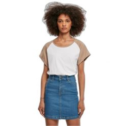 Koszulka damska Urban Classics Contrast Raglan. Białe bluzki damskie Urban Classics, bez wzorów, bez kołnierzyka, bez ramiączek. Za 92.50 zł.