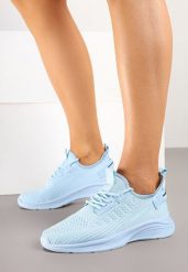 Jasnoniebieskie Buty Sportowe Sneakersy Ozdobione Tłoczeniem i Napisami Odalene. Niebieskie obuwie sportowe damskie Renee, bez wzorów, z jeansu, bez zapięcia. Za 59.99 zł.