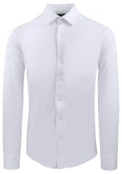 Elegancka Koszula z Dzianinowej Tkaniny - Prosty Krój - Biała. Białe koszule męskie Pazzani, bez wzorów, z bawełny, eleganckie, bez kołnierzyka, bez ramiączek. Za 199.00 zł.