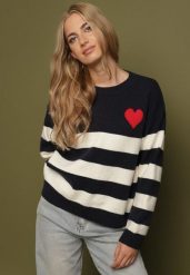 Granatowy Sweter z Dodatkiem Kaszmiru o Prostym Kroju w Paski Venlire. Niebieskie swetry nierozpinane damskie Born2be, bez wzorów, z jeansu, klasyczne, bez kołnierzyka, bez ramiączek. Za 109.99 zł.