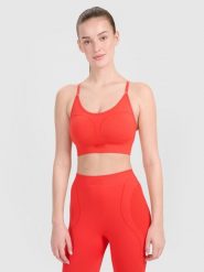 4F Biustonosz treningowy z niskim wsparciem - czerwony M/L. Czerwone bielizna sportowa damska 4F, l, bez wzorów, z dzianiny. W wyprzedaży za 89.99 zł.