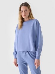 4F Bluza dresowa nierozpinana bez kaptura damska - niebieska XXL. Niebieskie bluzy damskie 4F, xs, bez wzorów, z bawełny, klasyczne, bez ramiączek, bez kaptura. W wyprzedaży za 59.99 zł.