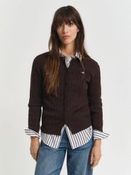Gant Kardigan Kobiety Bawełna brązowy, S. Brązowe kardigany damskie GANT, s, bez wzorów, z bawełny, eleganckie, bez kołnierzyka. Za 749.95 zł.