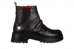 Botki Bayla-161 177 4008 Black 161618, Czarny, Skóra naturalna - 41. Czarne botki damskie Bayla, na zimę, bez wzorów, z gumy, eleganckie, z okrągłym noskiem, za kostkę, bez obcasa, bez zapięcia. W wyprzedaży za 269.00 zł.