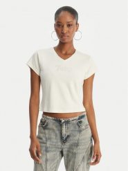 Juicy Couture T-Shirt Capped JCWCT126318 Écru Slim Fit. Białe t-shirty damskie Juicy Couture, xl, bez wzorów, bez kołnierzyka, bez ramiączek. Za 127.99 zł.