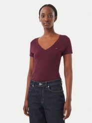 Tommy Jeans T-Shirt DW0DW20458 Fioletowy Slim Fit. Fioletowe t-shirty damskie Tommy Jeans, s, bez wzorów, z bawełny, bez kołnierzyka, bez ramiączek. Za 129.99 zł.