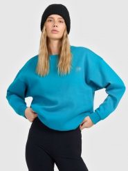 4F Bluza dresowa nierozpinana bez kaptura damska - turkusowa L. Niebieskie bluzy damskie 4F, l, bez wzorów, z dresówki, bez ramiączek, bez kaptura. Za 149.99 zł.