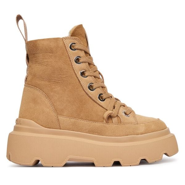 Trzewiki Inuikii. Brązowe botki damskie Inuikii, bez wzorów, bez obcasa, na płaskiej podeszwie, bez zapięcia. Za 979.99 zł.