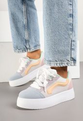 Niebiesko-Fioletowe Sneakersy Kultowe Tenisówki na Grubej Podeszwie Nurisora. Niebieskie trampki i tenisówki damskie Renee, bez wzorów, z jeansu, bez zapięcia. Za 79.99 zł.