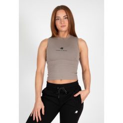 Livonia Crop Top - Beżowy. Brązowe topy damskie GORILLA WEAR, xs, bez wzorów, sportowe, bez kołnierzyka, bez ramiączek. Za 136.00 zł.
