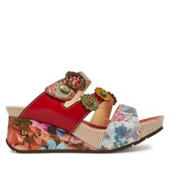 Klapki Laura Vita. Czerwone klapki damskie Laura Vita, bez wzorów, bez obcasa, bez zapięcia. Za 259.99 zł.