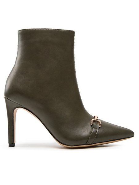 DeeZee Botki ZALMM220171 Zielony. Zielone botki damskie DeeZee, bez wzorów, ze skóry, bez obcasa, na szpilce, bez zapięcia. Za 129.99 zł.