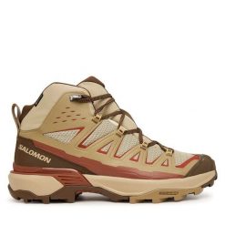 Trekkingi Salomon. Brązowe trekkingi męskie Salomon, z gore-texu, bez zapięcia. Za 729.99 zł.