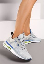 Szare Sznurowane Buty Sportowe Sneakersy z Podeszwą Typu Air Risanda. Szare obuwie sportowe damskie Born2be, bez wzorów, bez zapięcia. Za 109.99 zł.
