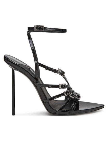 Le Silla Sandały 6617C100BLPPKAB Czarny. Czarne sandały damskie LE SILLA, bez wzorów, ze skóry, bez obcasa, na szpilce, bez zapięcia. Za 4,029.00 zł.