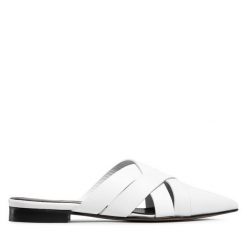 Klapki Eva Longoria. Białe klapki damskie Eva Longoria, bez wzorów, bez obcasa, bez zapięcia. Za 399.99 zł.