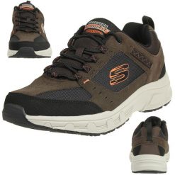 Buty trekkingowe męskie, Skechers Oak Canyon. Brązowe trekkingi męskie Skechers, z materiału, przed kostkę, bez zapięcia. Za 548.00 zł.