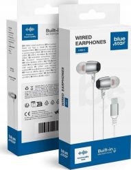 BLUE STAR słuchawki przewodowe Typ C z mikrofonem M09C 1,2 m białe. Białe słuchawki dokanałowe BlueStar. Za 14.62 zł.
