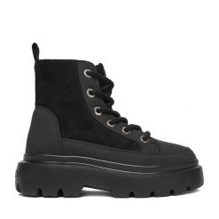 Trzewiki Roxy. Czarne botki damskie Roxy, bez wzorów, bez obcasa, na płaskiej podeszwie, bez zapięcia. Za 189.99 zł.