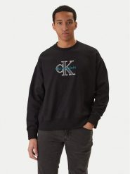 Calvin Klein Jeans Bluza Premium Monologo LV04RE200G Czarny Regular Fit. Czarne bluzy męskie Calvin Klein Jeans, l, bez wzorów, z bawełny, bez ramiączek, bez kaptura. Za 489.99 zł.
