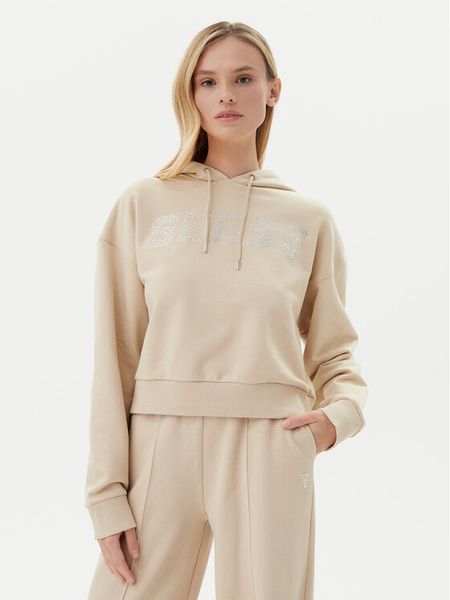Guess Bluza V5GQ09 KCRP0 Beżowy Relaxed Fit. Brązowe bluzy damskie Guess, xxs, z aplikacjami, z bawełny, bez ramiączek, bez kaptura. Za 279.99 zł.