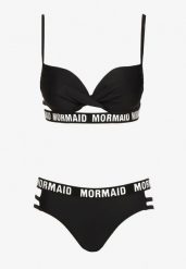 Czarne Bikini Ozdobione Paseczkami i Napisami Zaralia. Czarne bikini Born2be, z aplikacjami. Za 64.99 zł.