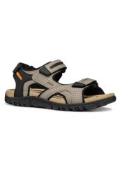 Sandały Geox Strada D. Brązowe sandały męskie Geox, na lato, bez wzorów, z gumy, eleganckie, bez zapięcia. Za 315.99 zł.