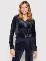 Juicy Couture Bluza Robertson JCAP176 Granatowy Slim Fit. Niebieskie bluzy damskie Juicy Couture, xl, bez wzorów, z syntetyku, bez ramiączek, bez kaptura. Za 404.99 zł.
