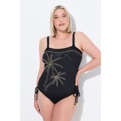 Damski Strój kąpielowy uniwersalny miękkie miseczki odpinane ramiączka. Czarne stroje kąpielowe damskie Ulla Popken, plus size, bez wzorów, z elastanu. Za 294.99 zł.
