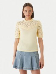 Morgan Bluzka 241-DULIE Żółty Regular Fit. Żółte bluzki damskie Morgan, m, bez wzorów, z bawełny, bez kołnierzyka, bez ramiączek. Za 179.99 zł.